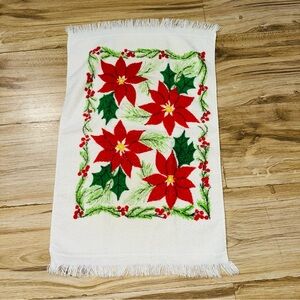 Vintage Christmas Cannon Poinsettia Holiday Kitchen Dish Towel